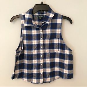 Wild Fable blue flannel plaid sleeveless shirt XS